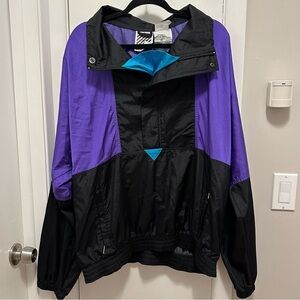 Vintage 80s Sunbuster Pullover 1/2 Zip XL Windbreaker Jacket retro purple teal